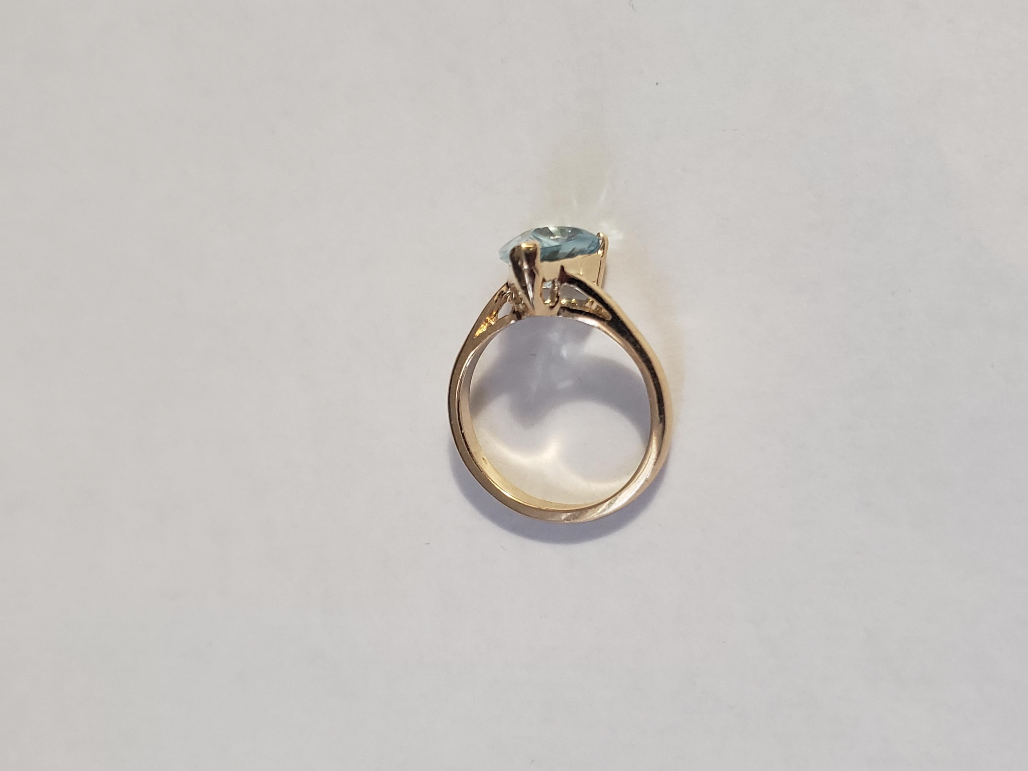 Women's or Men's NEW Fantasy Special Cut 3 Ct. Natural Sky Blue Topaz Ring in 14k Yellow Gold For Sale