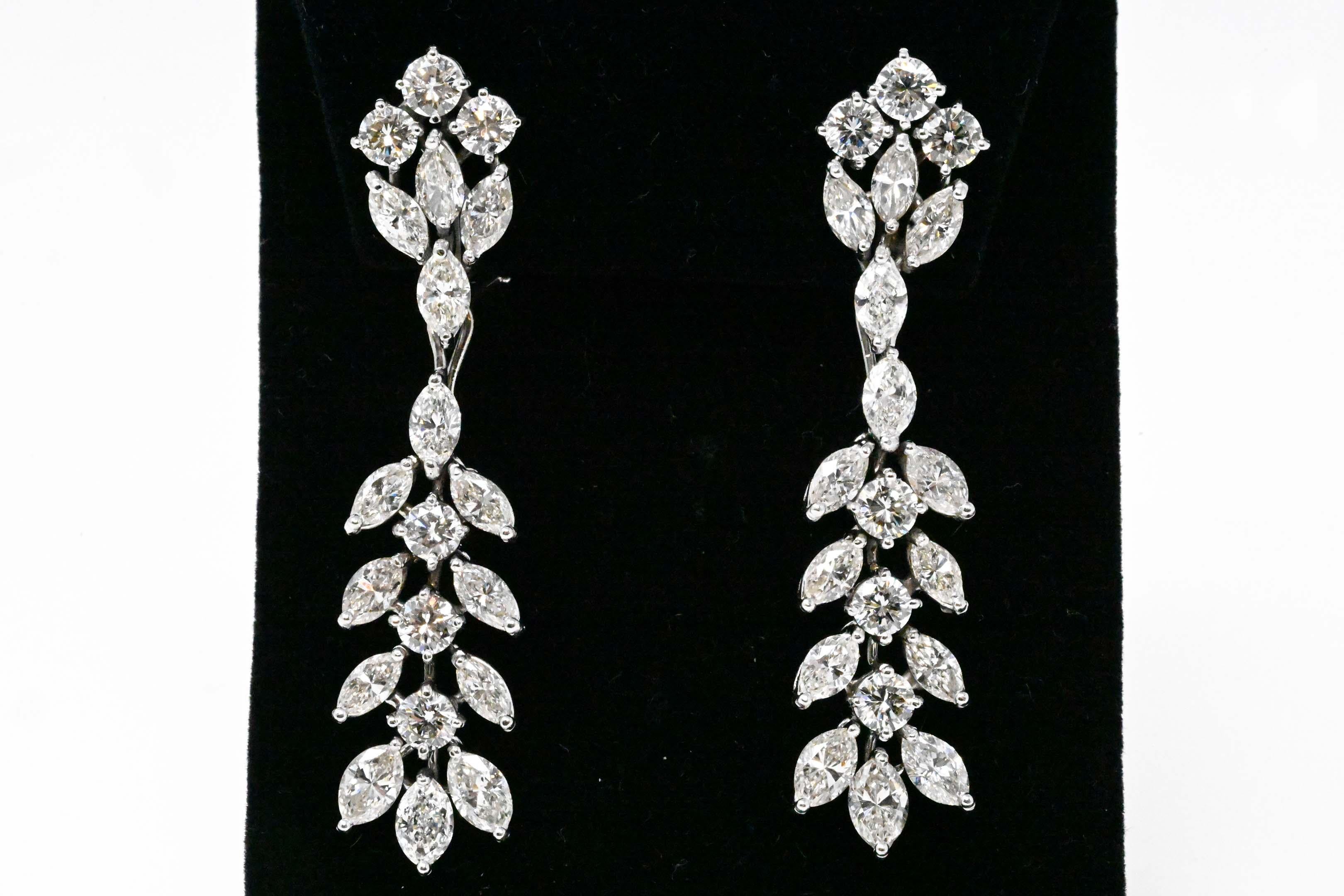 Women's Fantasy Style Pair of White 14 Karat Gold Ear Pendants For Sale