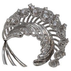 Broche vintage en or blanc 18 carats de style fantaisie