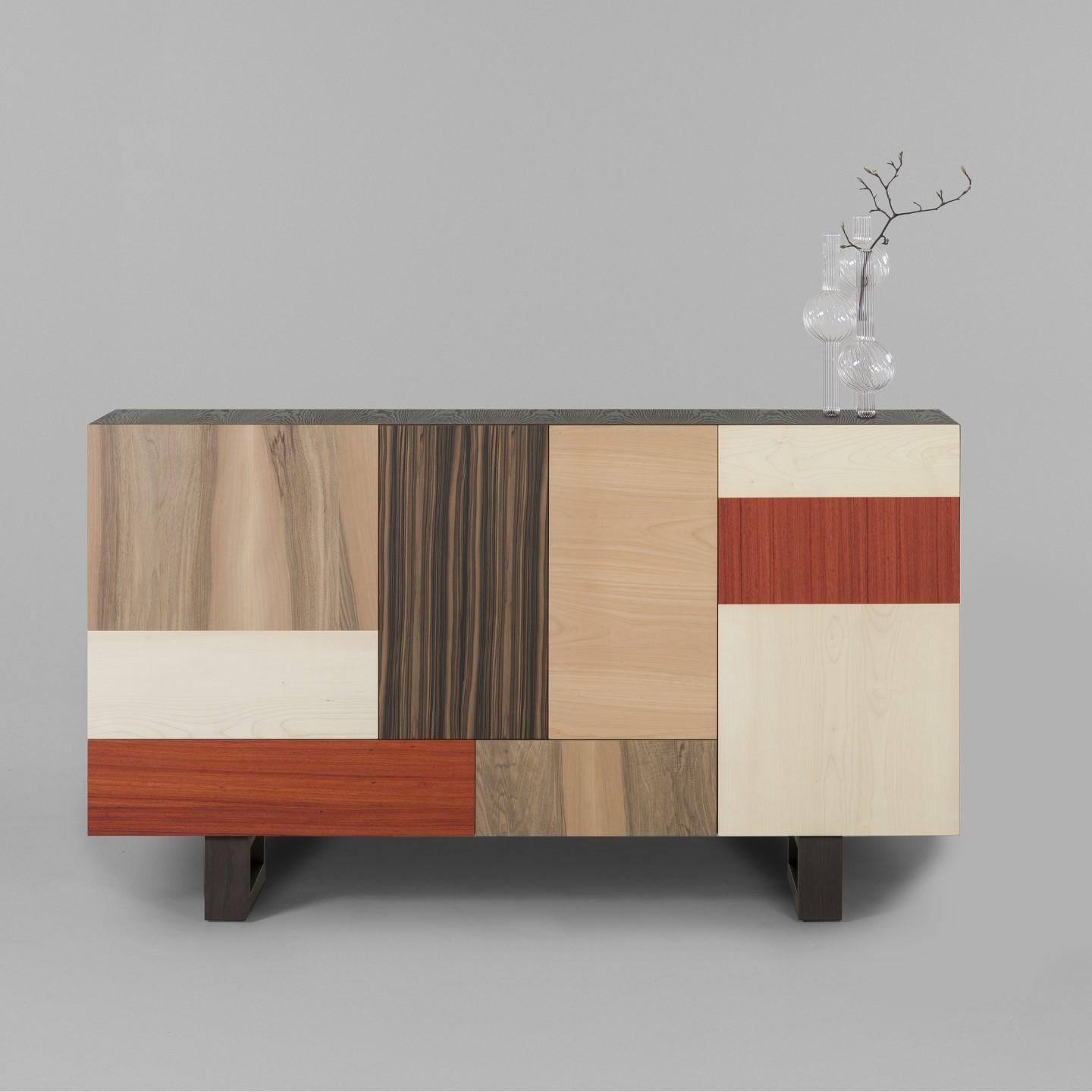 Italian Fantesca by Morelato, Contemporary Sideboard Made with Wood Patchwork For Sale