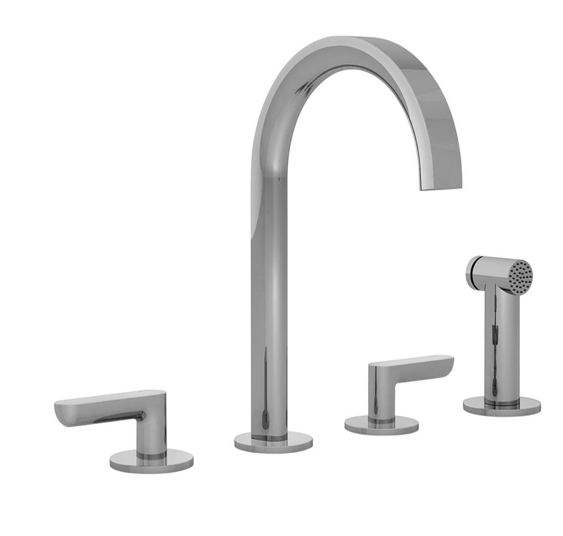 Fantini Icona polished nickel 4-hole kitchen, bar, utility mixer faucet & spray, New in Box, Made in Italy. Gorgeous special order piece. See specs in images.