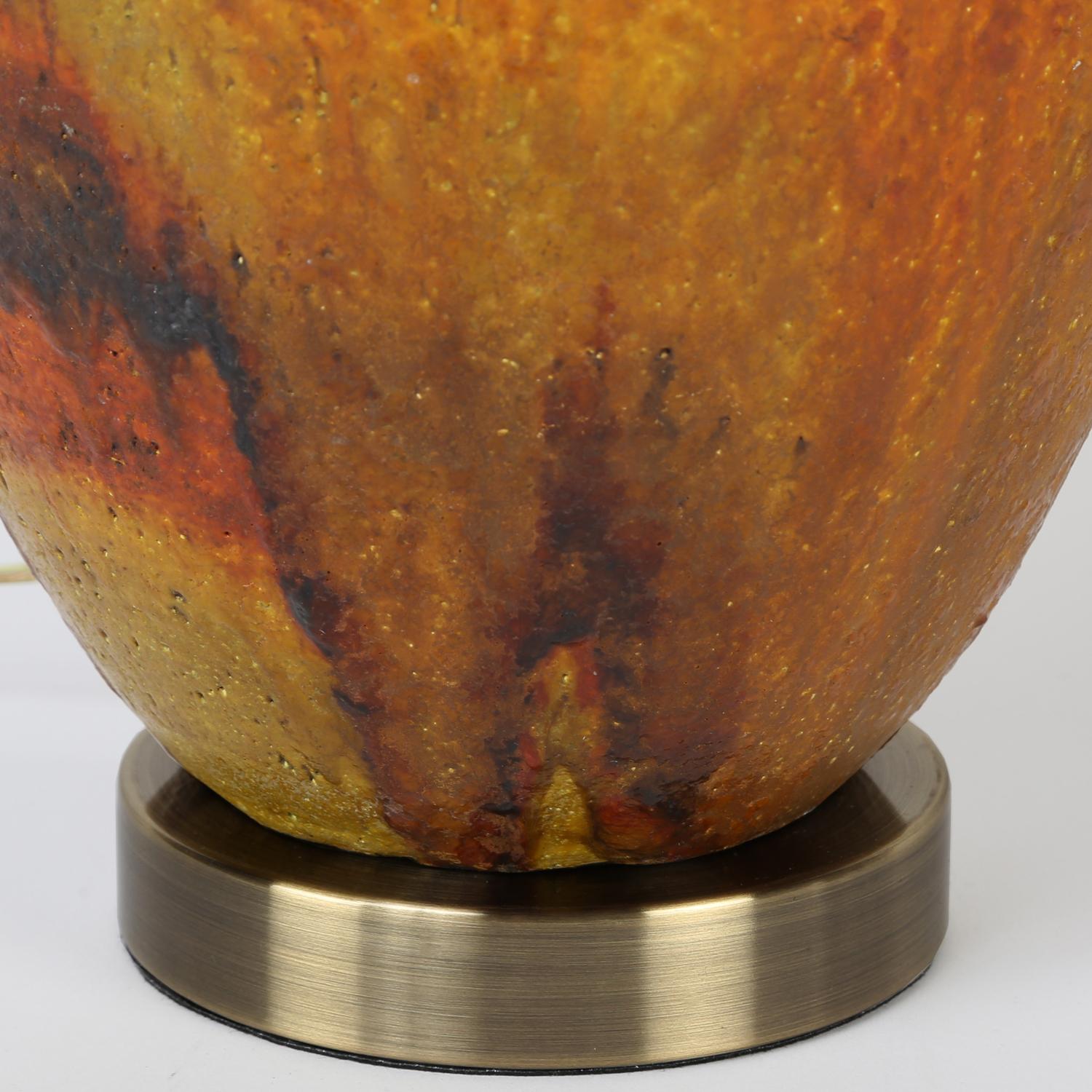 Fantoni Ceramic Table Lamp with Volcanic Glaze, 1960s In Excellent Condition For Sale In New York, NY