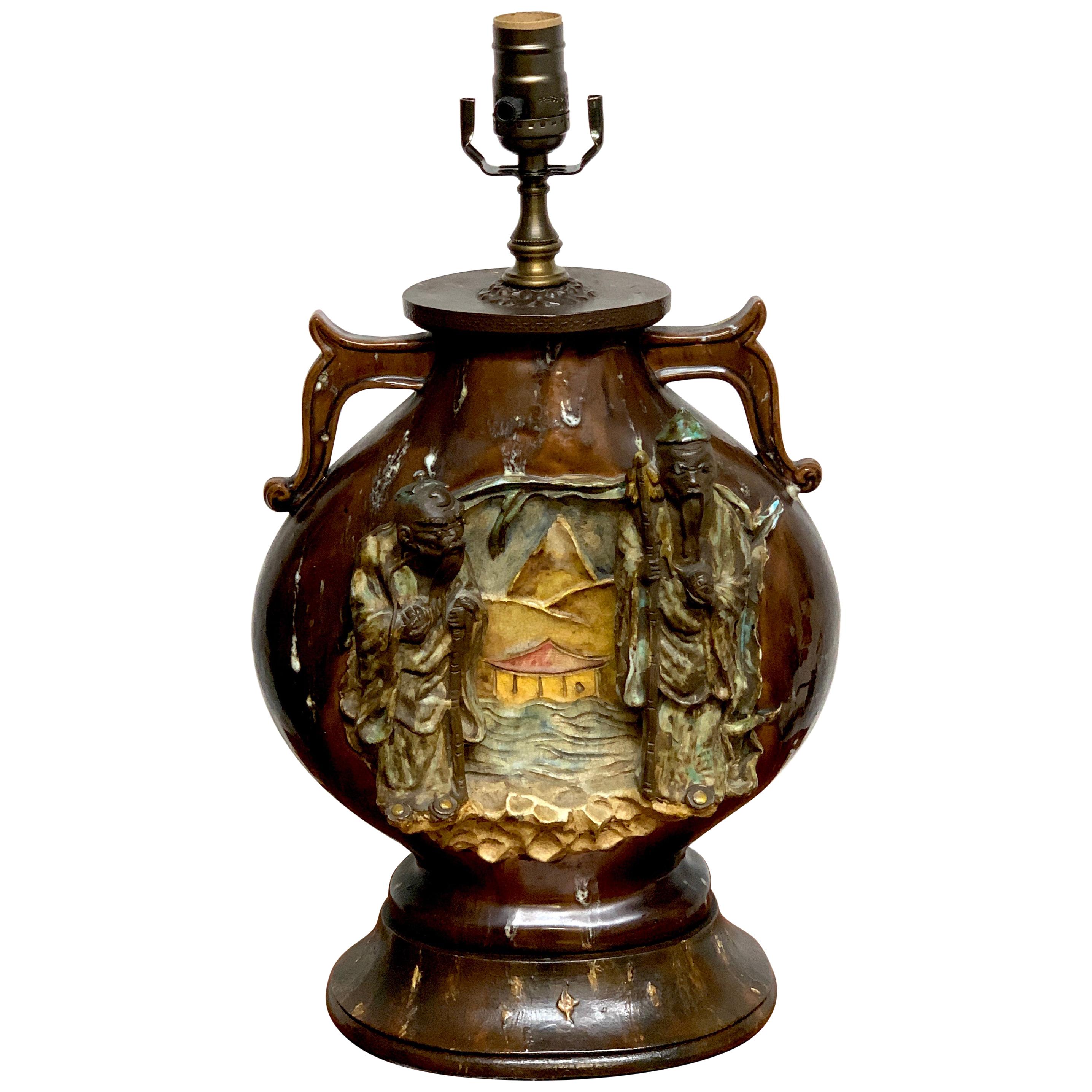 Fantoni Chinoiserie Pottery Lamp