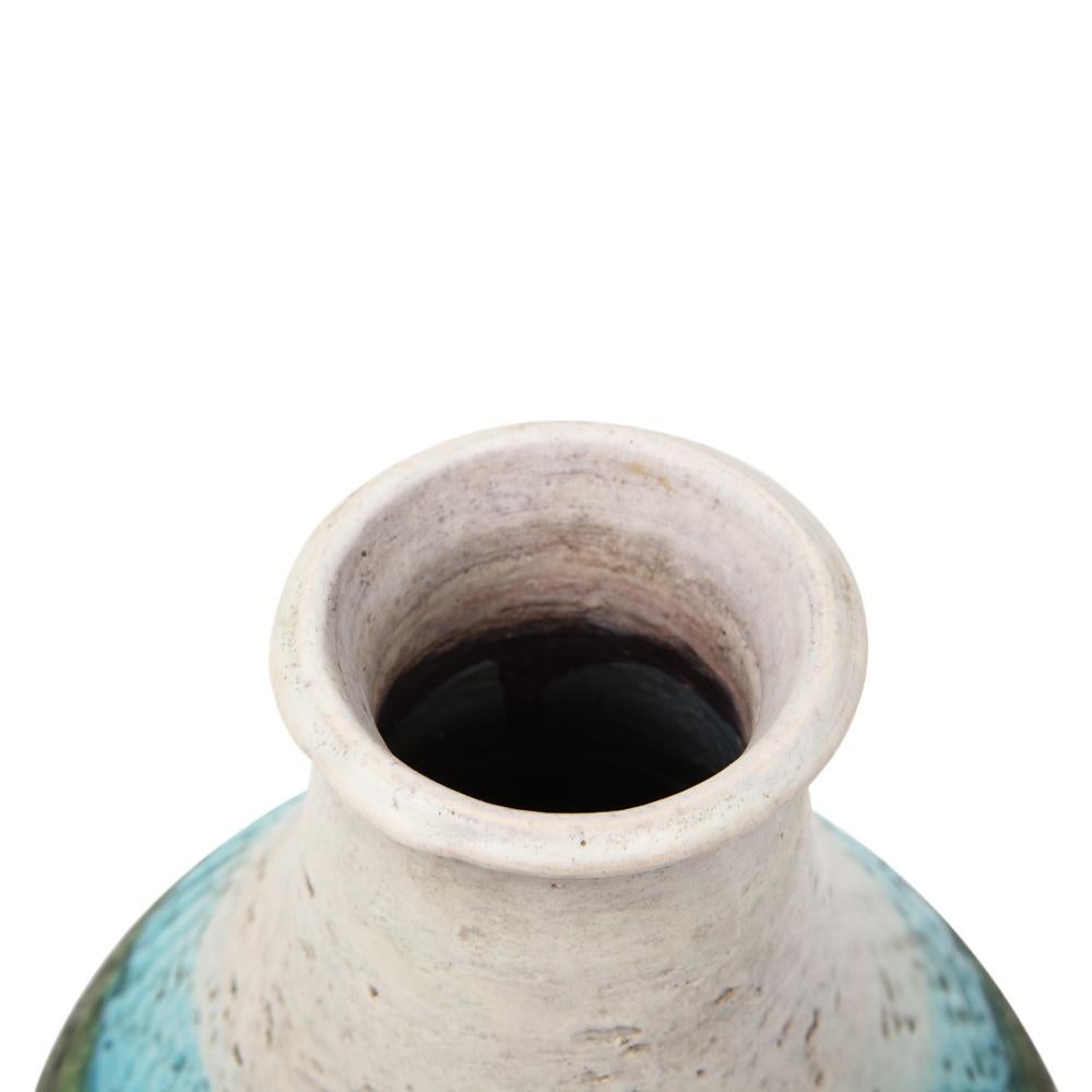 Fantoni for Raymor Vase, Ceramic, White, Blue, Green, Signed For Sale 2