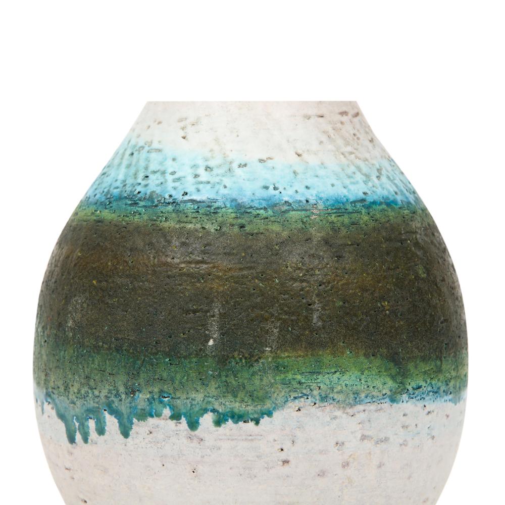 Vase von Fantoni für Raymor, Keramik, weiß, blau, grün, signiert (Glasiert) im Angebot