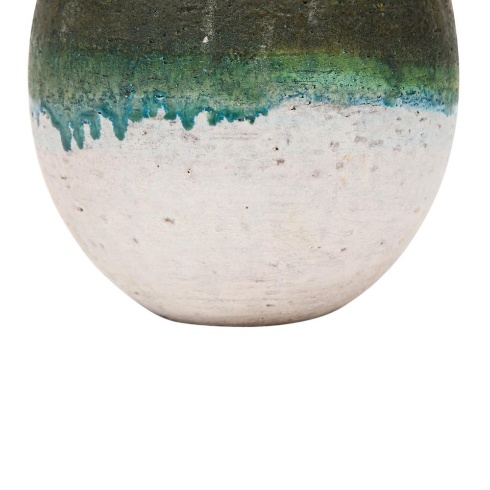 Italian Fantoni for Raymor Vase, Ceramic, White, Blue, Green, Signed For Sale
