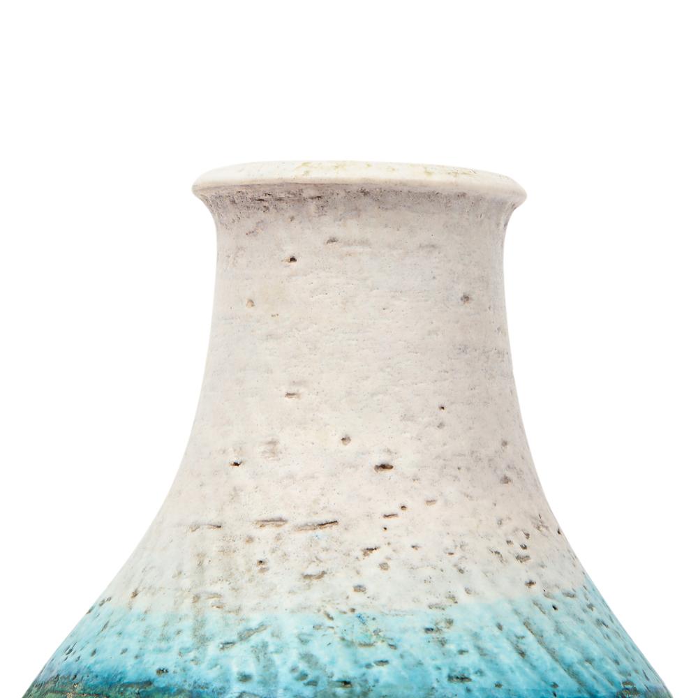 Fantoni for Raymor Vase, Ceramic, White, Blue, Green, Signed In Good Condition For Sale In New York, NY