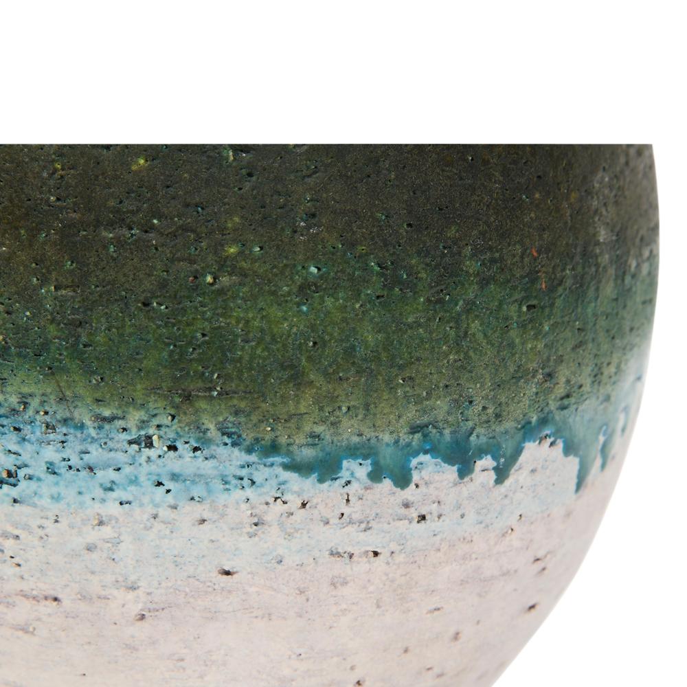 Late 20th Century Fantoni for Raymor Vase, Ceramic, White, Blue, Green, Signed For Sale