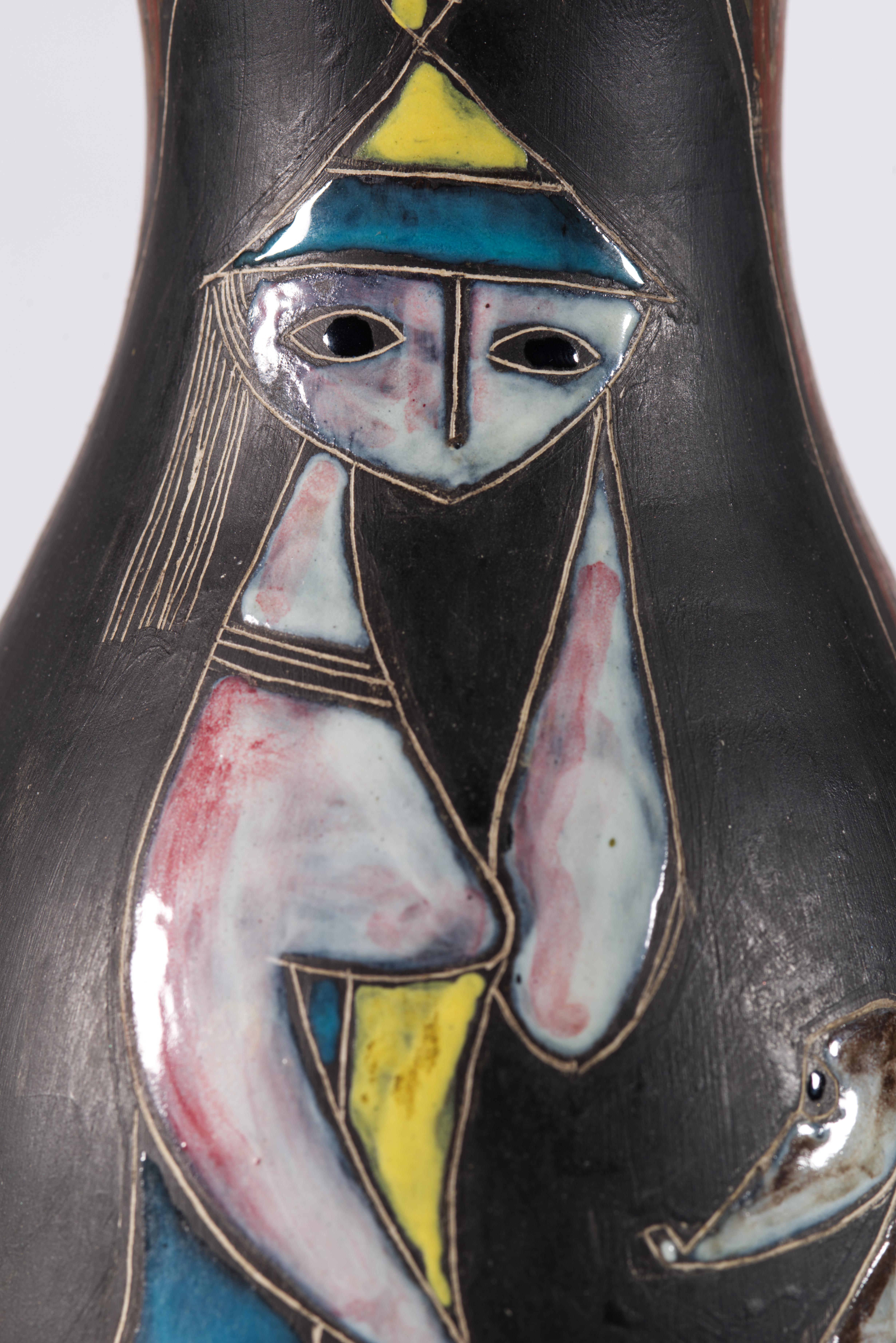 Fantoni für Raymor Vase, Mädchen & Hund, Italien Mid Century Modern im Angebot 2
