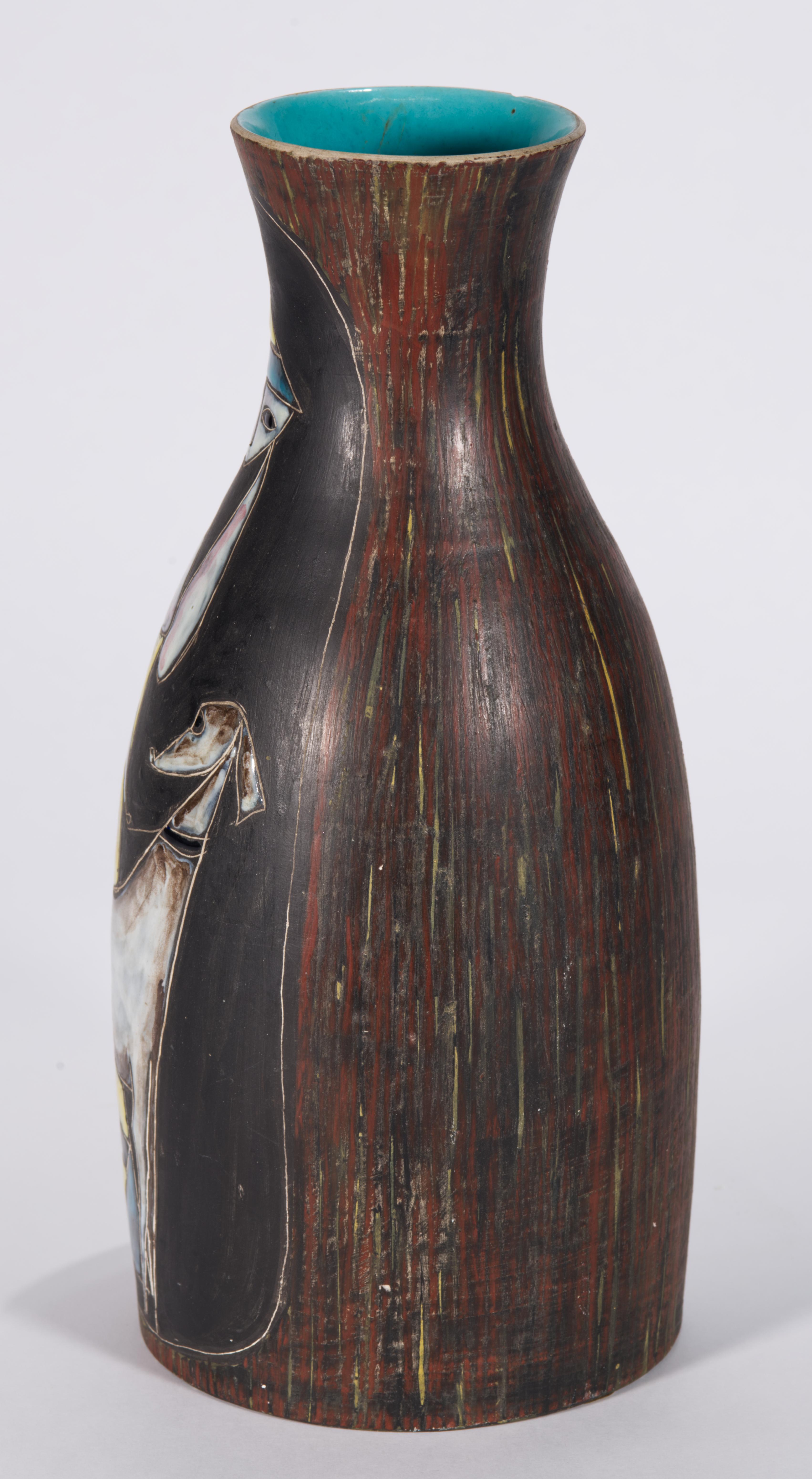 Fantoni für Raymor Vase, Mädchen & Hund, Italien Mid Century Modern (Handgefertigt) im Angebot