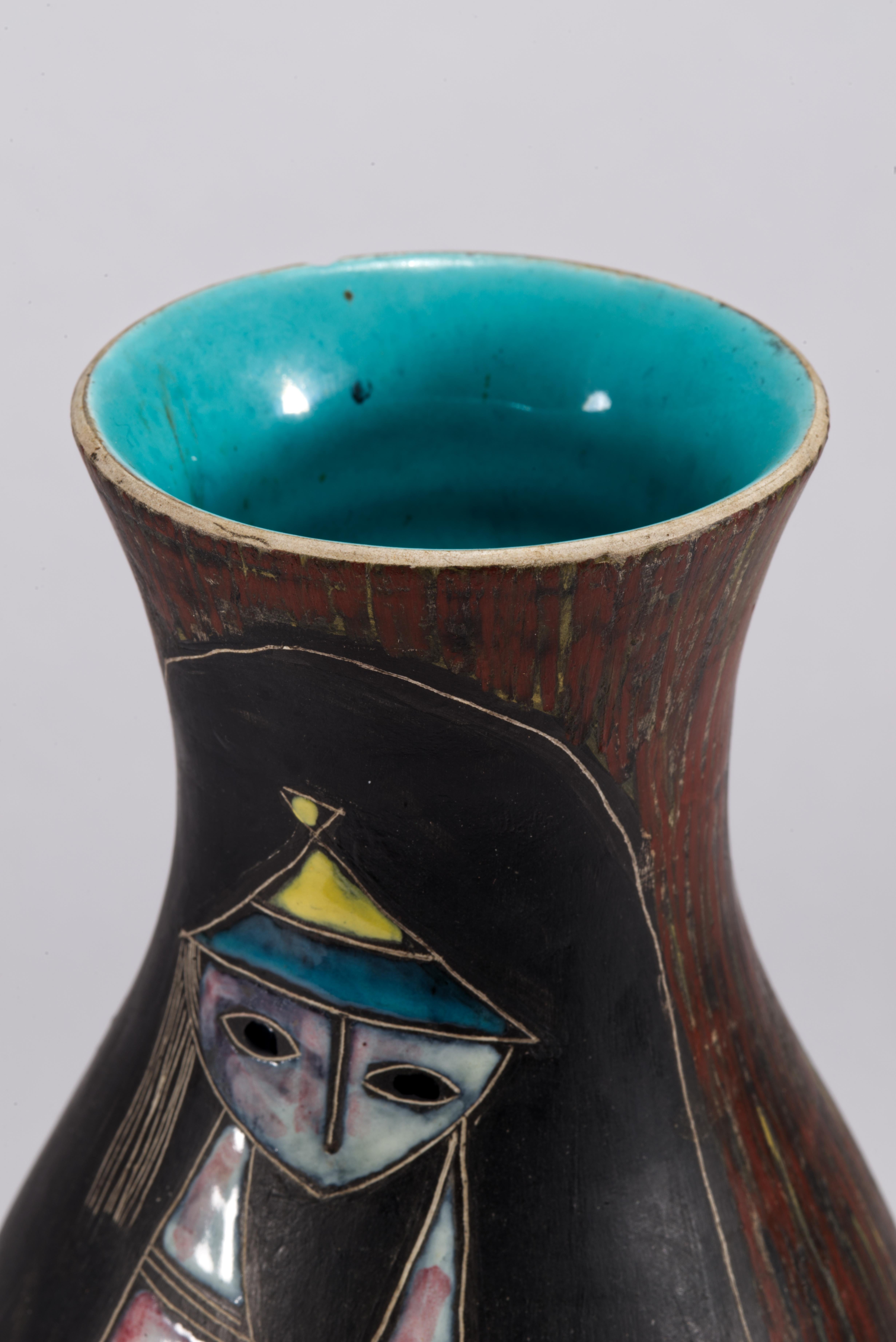 Fantoni für Raymor Vase, Mädchen & Hund, Italien Mid Century Modern (20. Jahrhundert) im Angebot