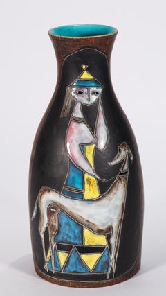 Fantoni für Raymor Vase, Mädchen & Hund, Italien Mid Century Modern