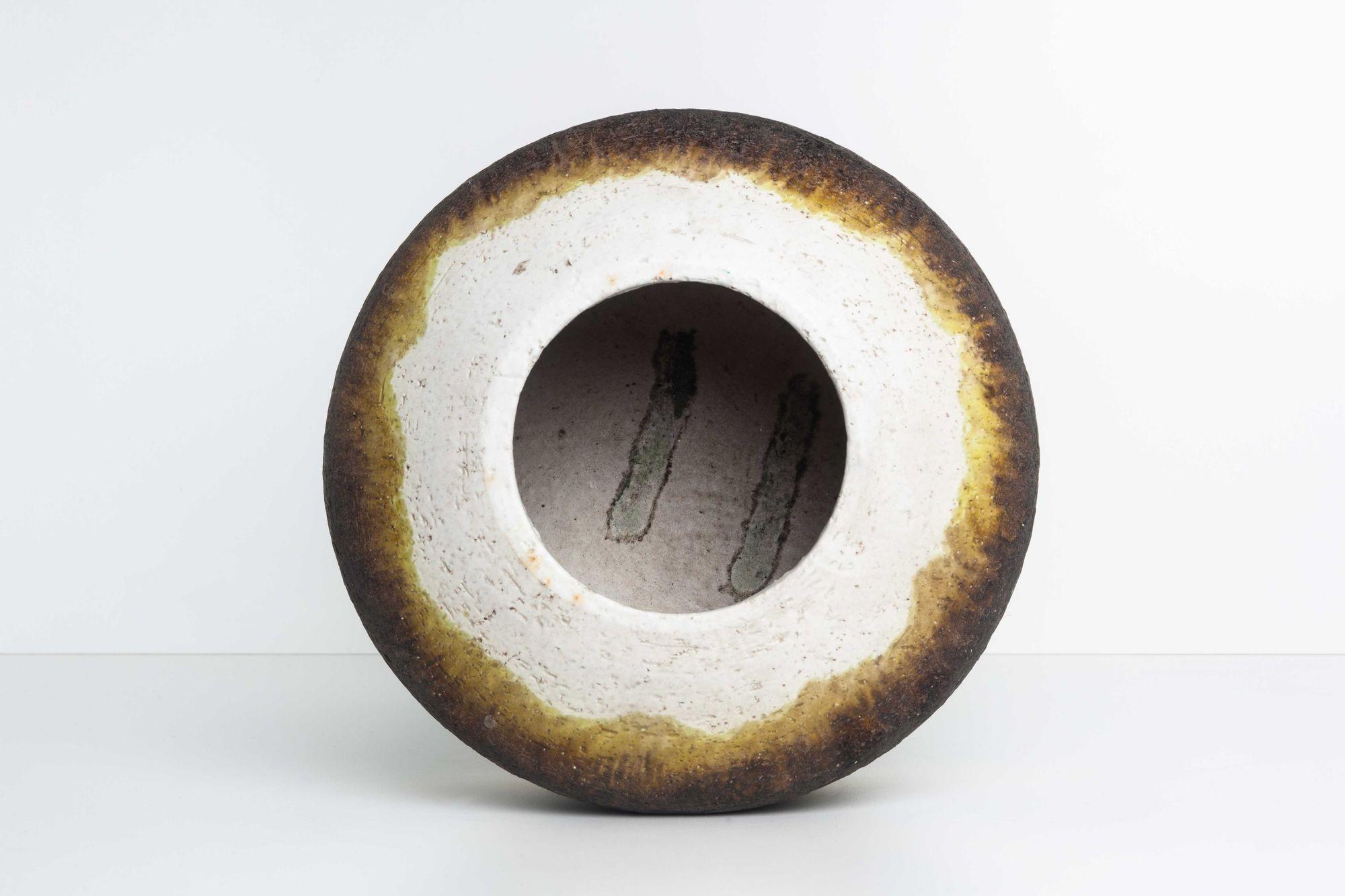 Fantoni für Raymor Vase mit farblich abgestuftem Tropfglasur-Design (Keramik) im Angebot