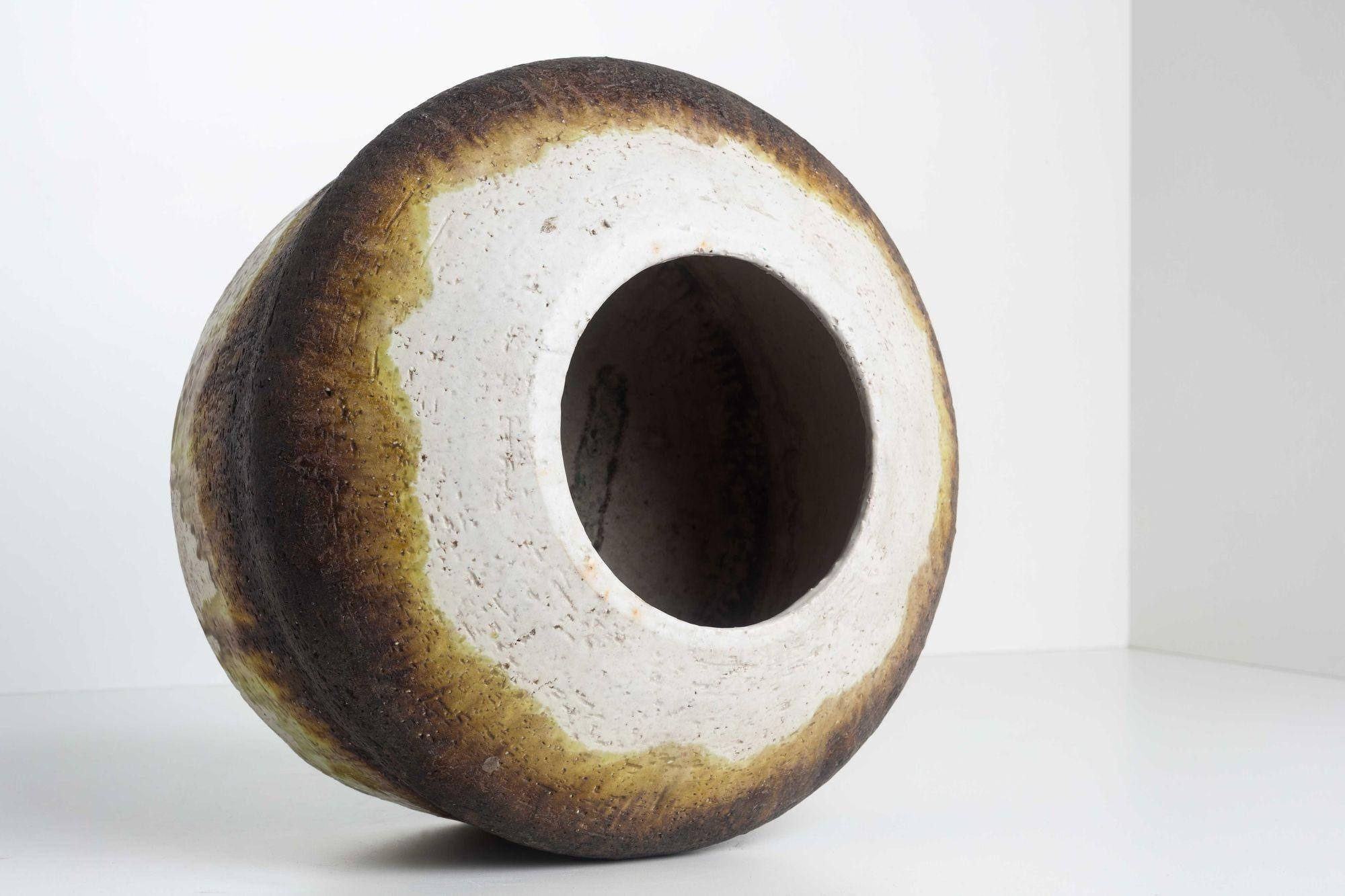 Fantoni für Raymor Vase mit farblich abgestuftem Tropfglasur-Design im Angebot 1