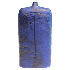 Fantoni Cerámica Italiana Raymor Jarrón Botella Azul Vintage Mediados de Siglo