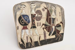 Fantoni Italian Signed Glazed Abstract Ceramic Wall Plague Mid Century Modern