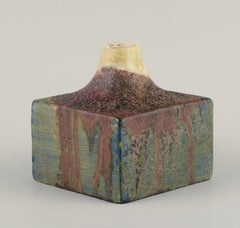 Fantoni, Italy. Unique ceramic vase. Polychrome glaze. Modernist style.
