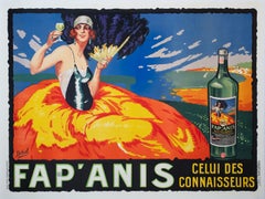 Fap Anis 1935 French Alcohol Advertising Poster, Delval