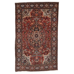 Far Sarouk Central Medallion in Bold Red with Ornate Persian Inspired Detailing