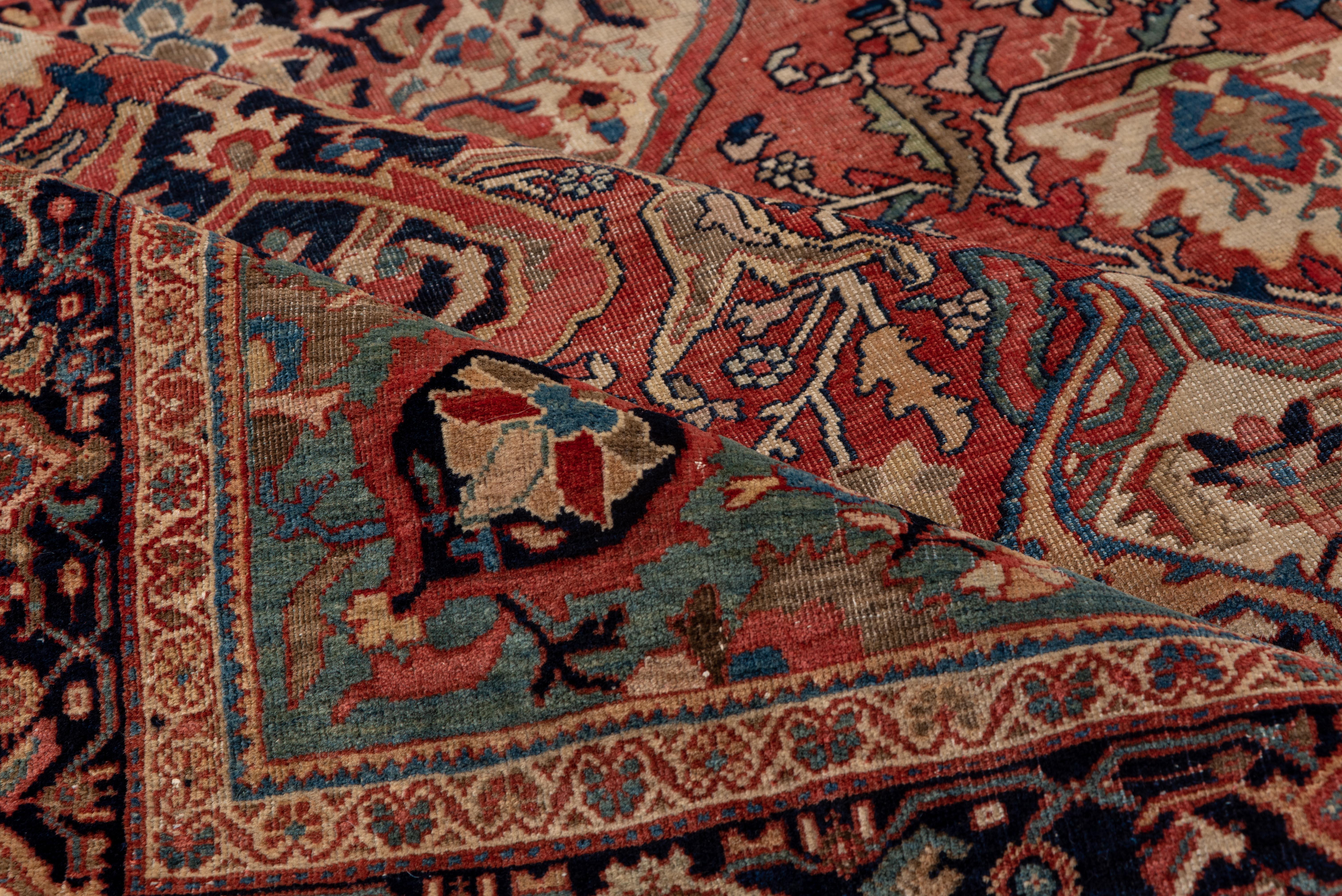Hand-Knotted Far Sarouk Persian Rug with Center Medallion in Noir Red  For Sale