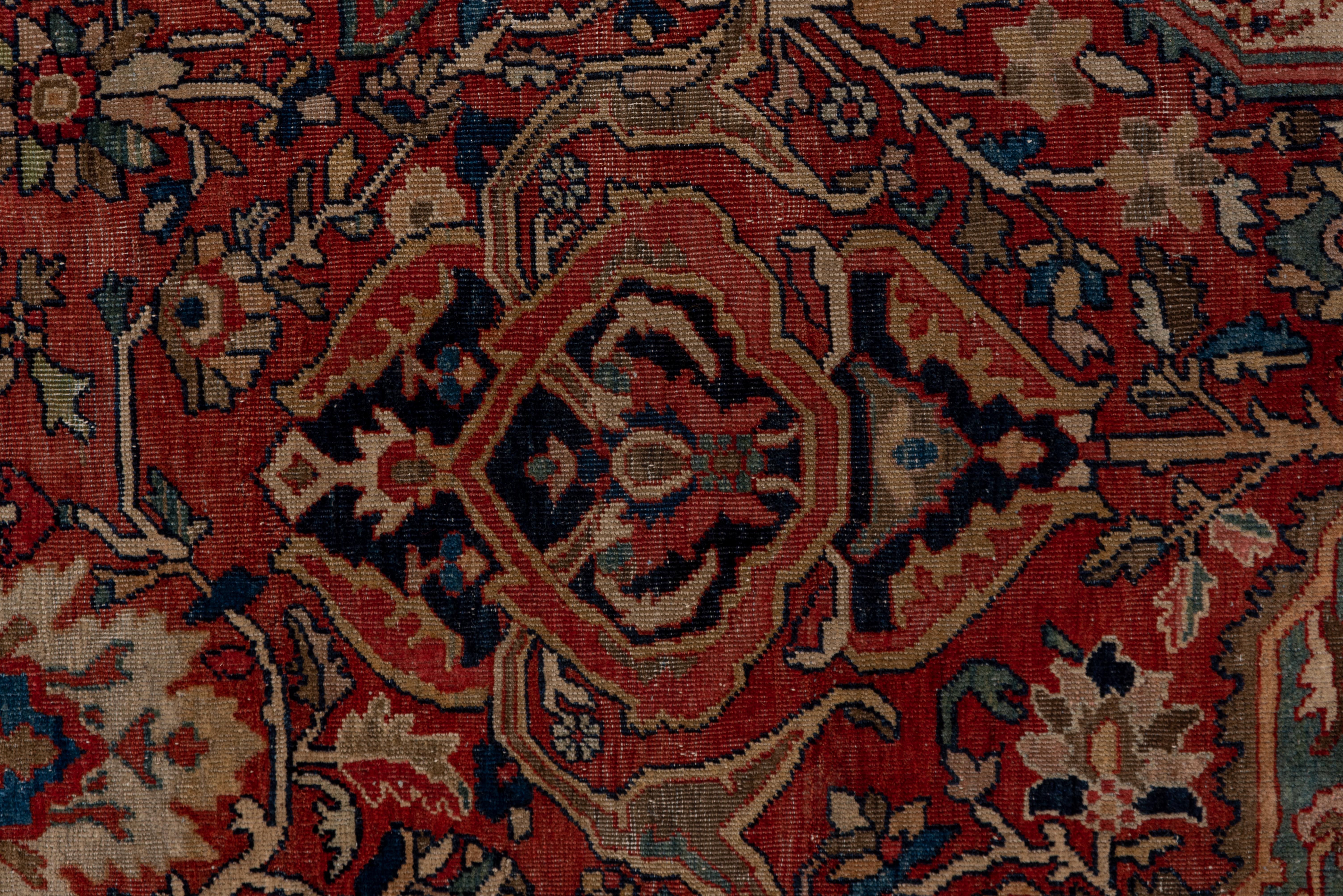 20th Century Far Sarouk Persian Rug with Center Medallion in Noir Red  For Sale