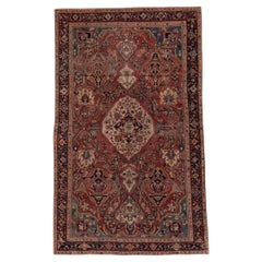 Far Sarouk Persian Rug with Center Medallion in Noir Red 