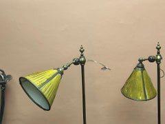 Faraday & Son Paire de lampes de table réglables avec leurs abat-jours en soie d'origine