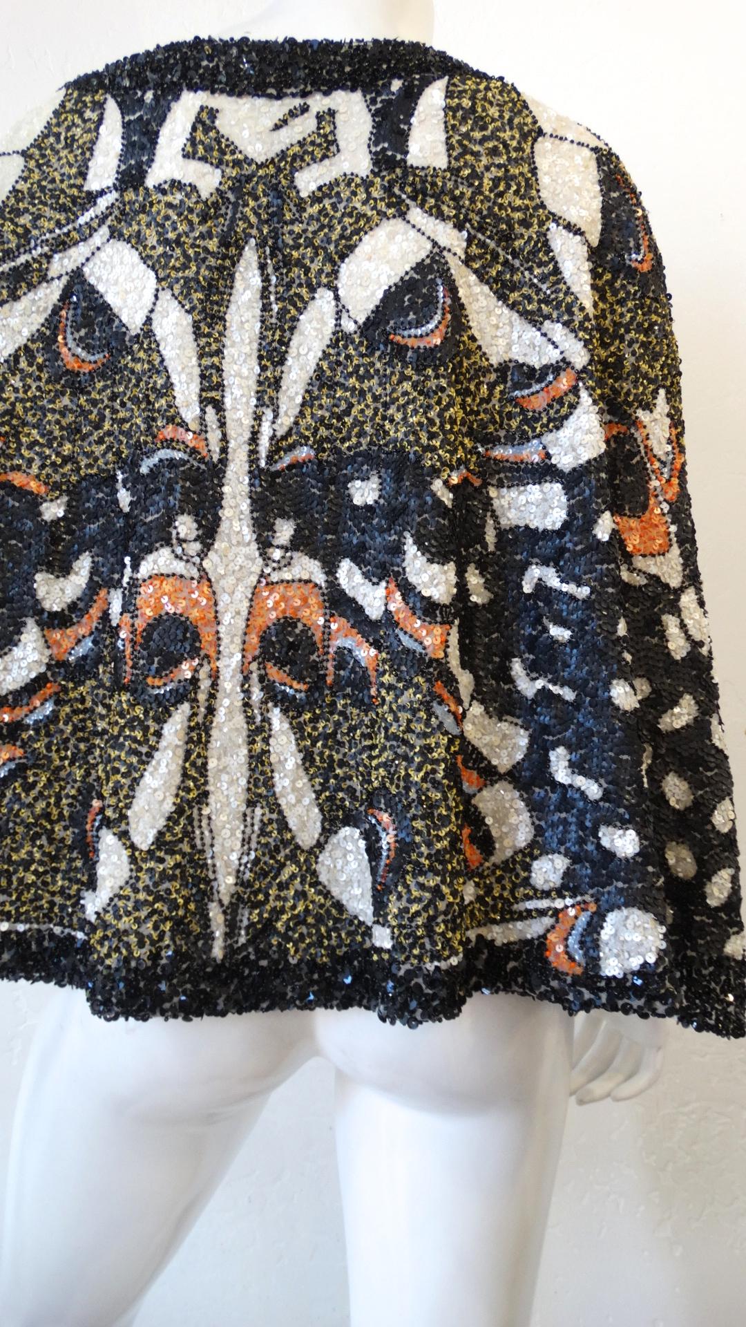 Farah Khan Butterfly Graphic Sequined Cape 7