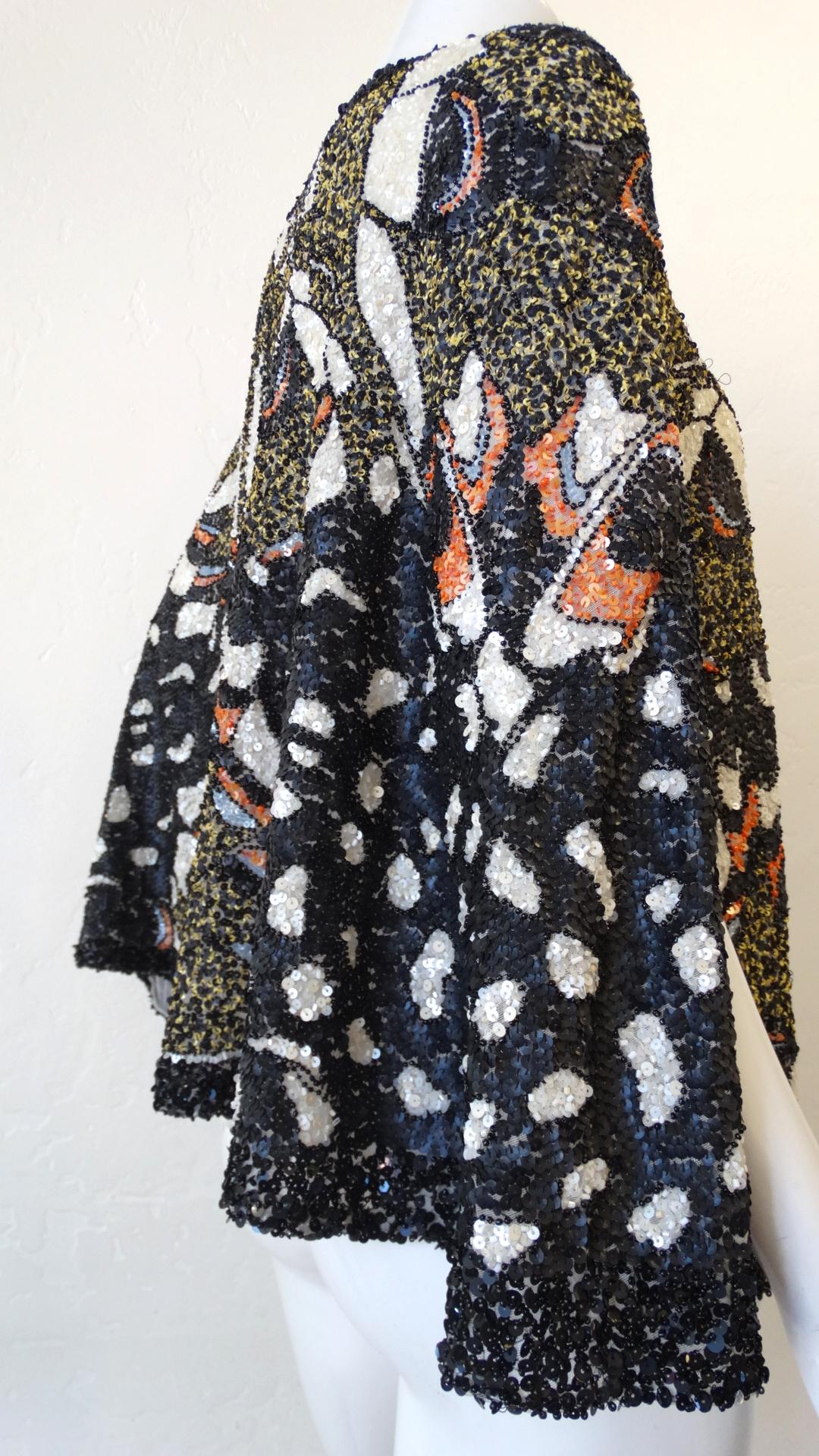 Farah Khan Butterfly Graphic Sequined Cape 10