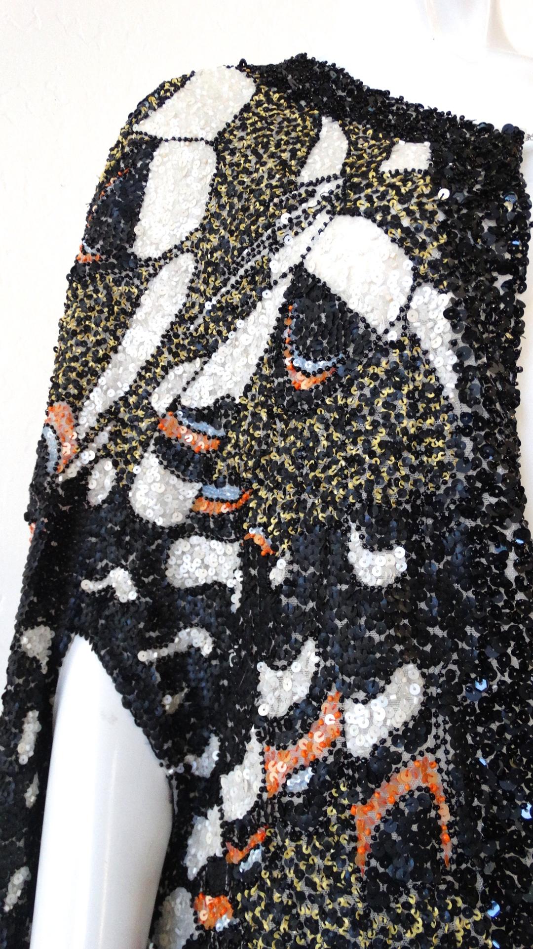Farah Khan Butterfly Graphic Sequined Cape 11