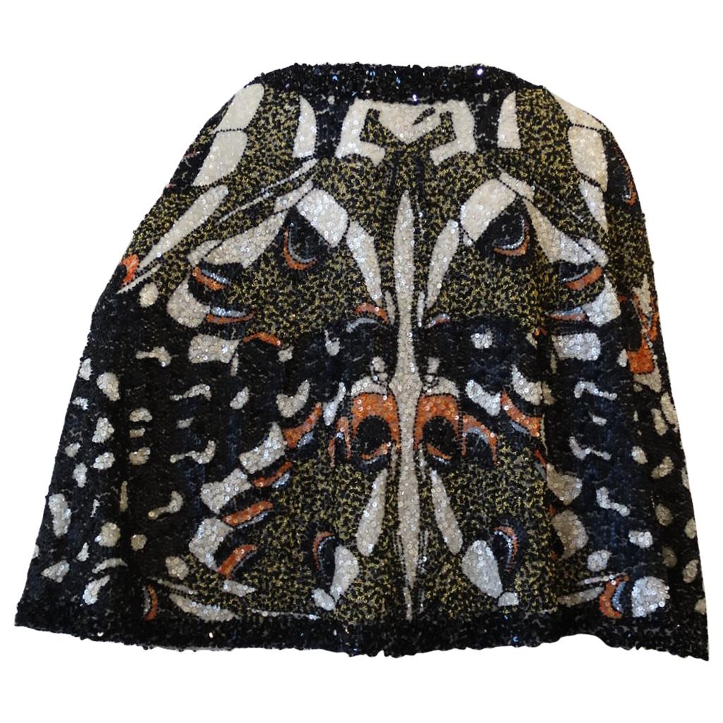 Farah Khan Butterfly Graphic Sequined Cape