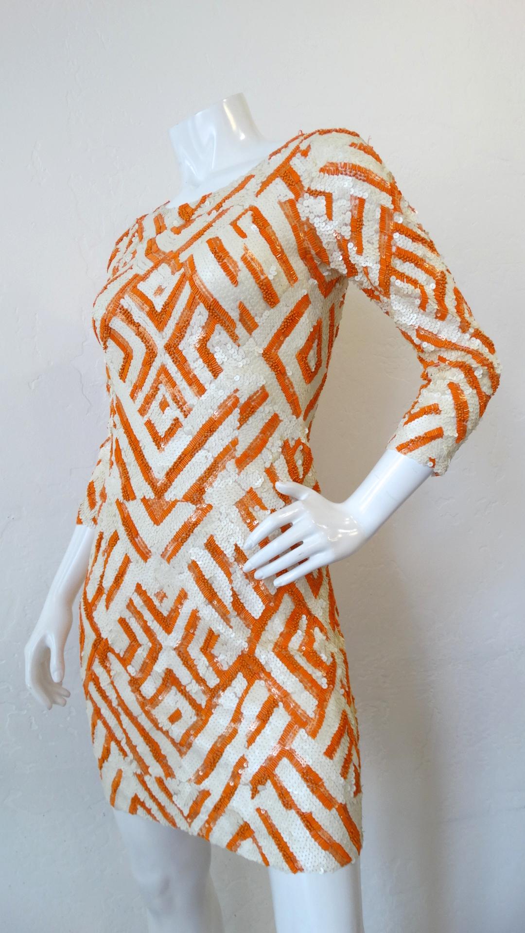 Farah Khan Geometric Op-Art Sequin Dress 2
