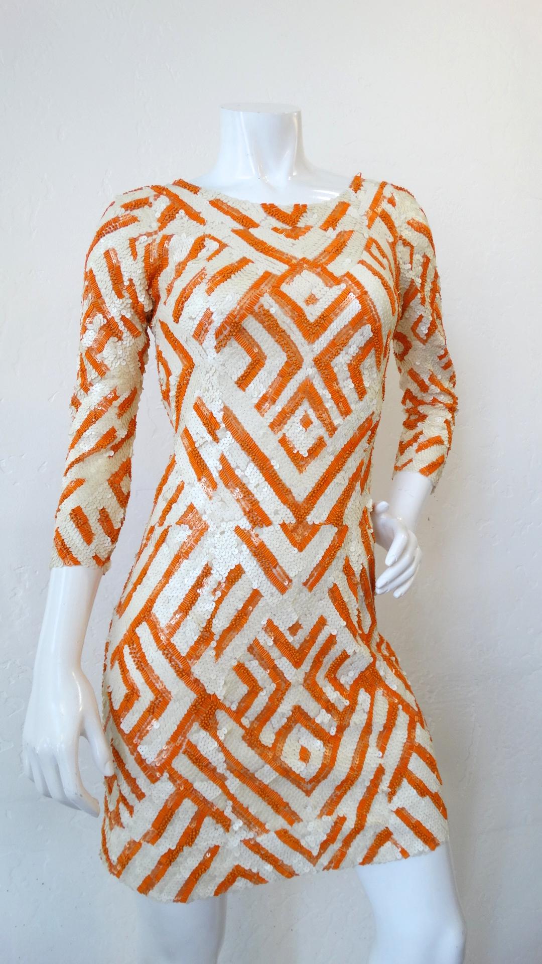 Farah Khan Geometric Op-Art Sequin Dress 5