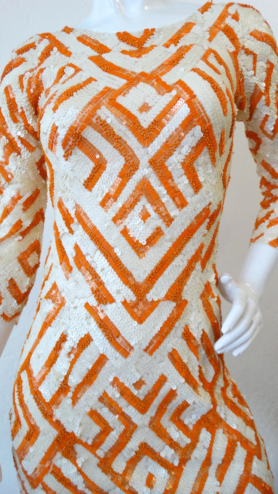 Farah Khan Geometric Op-Art Sequin Dress 8