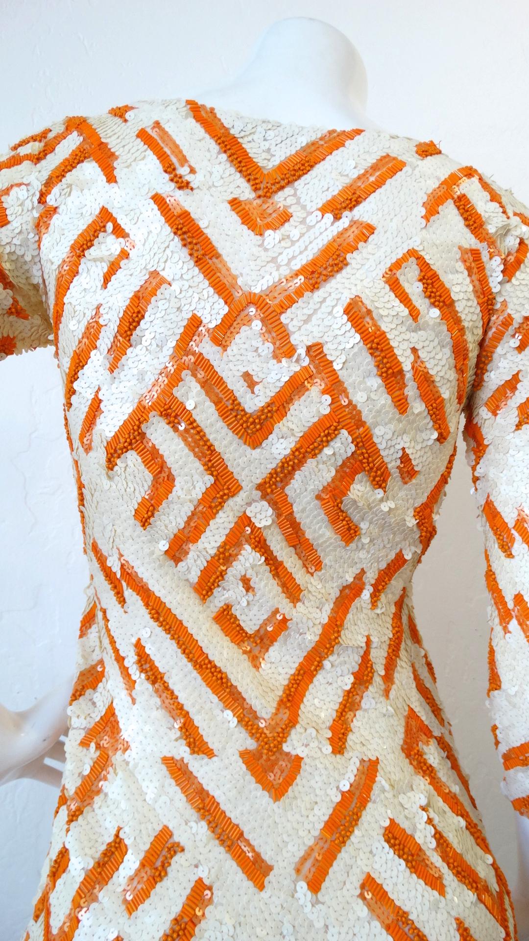 Farah Khan Geometric Op-Art Sequin Dress 1
