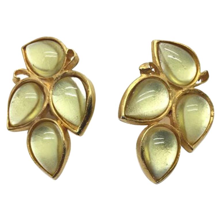 Farah Lister Vintage Earrings Art Glass Brushed Goldtone 1980S For Sale