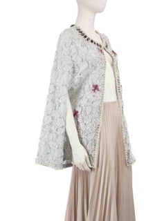 Farah Talib Aziz Blue Floral Lace Embroidered Cape Size L