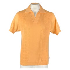 FARAH x BIANCA SAUNDERS Size XL Orange Knitted Polyester Open Collar Gibbs Polo