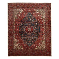 Farahan Hand Knotted Area Rug in Carmine New Zealand Wool