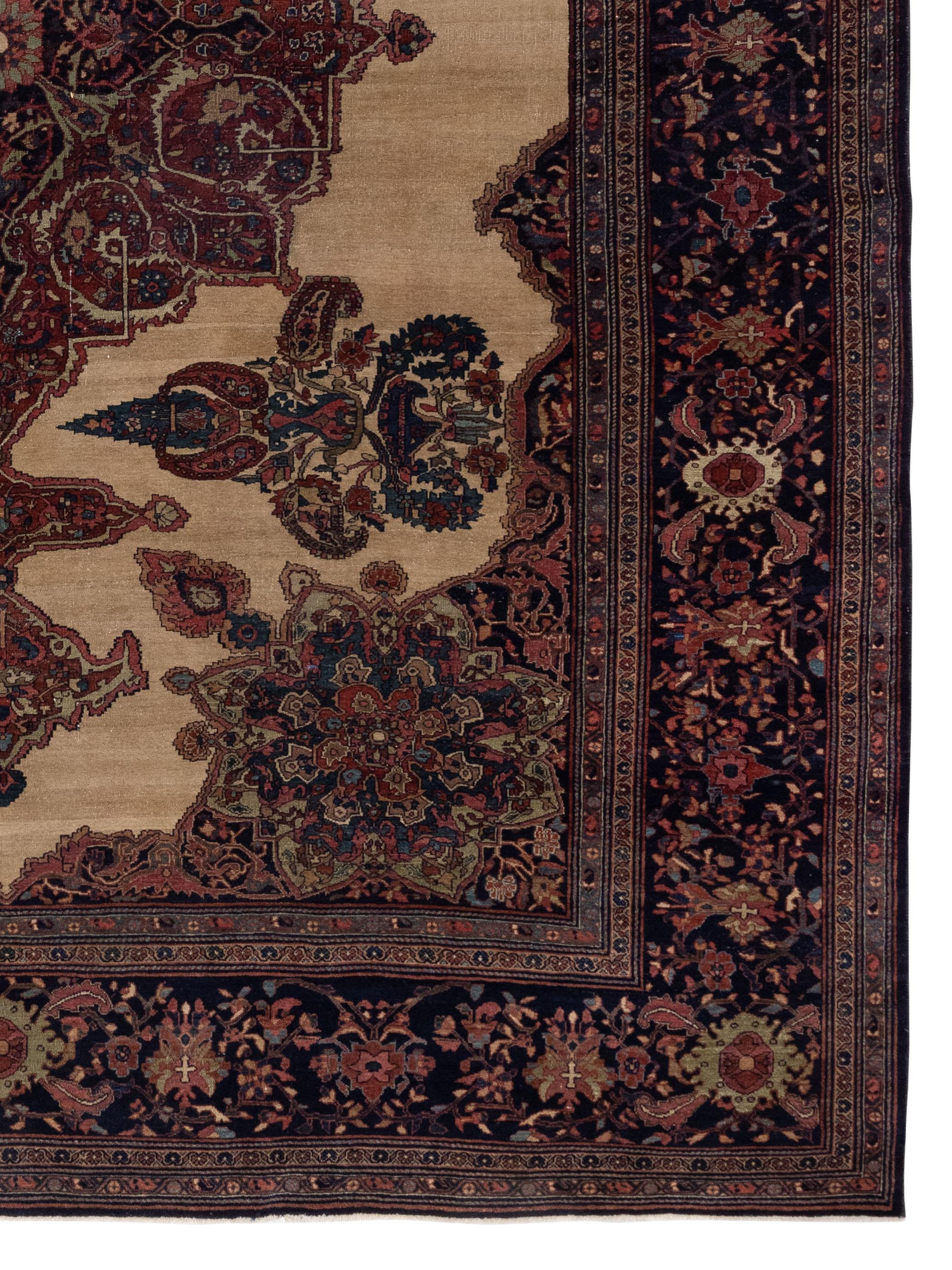 Persian Farahan Rug Antique, c 1880s For Sale