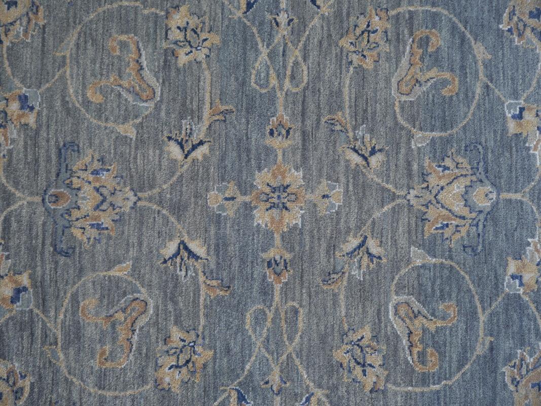 Farahan Sarouk Design Rug Contemporary Grey Blue and Beige Hand Knotted For Sale 9