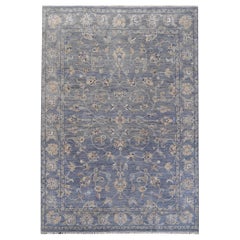 Farahan Sarouk Design Rug Contemporary Grey Blue and Beige Hand Knotted