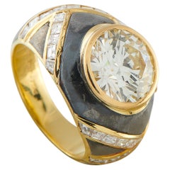 Faraone 18K Yellow Gold & Black Enamel 4.72 ct Diamond Ring MF03-021726