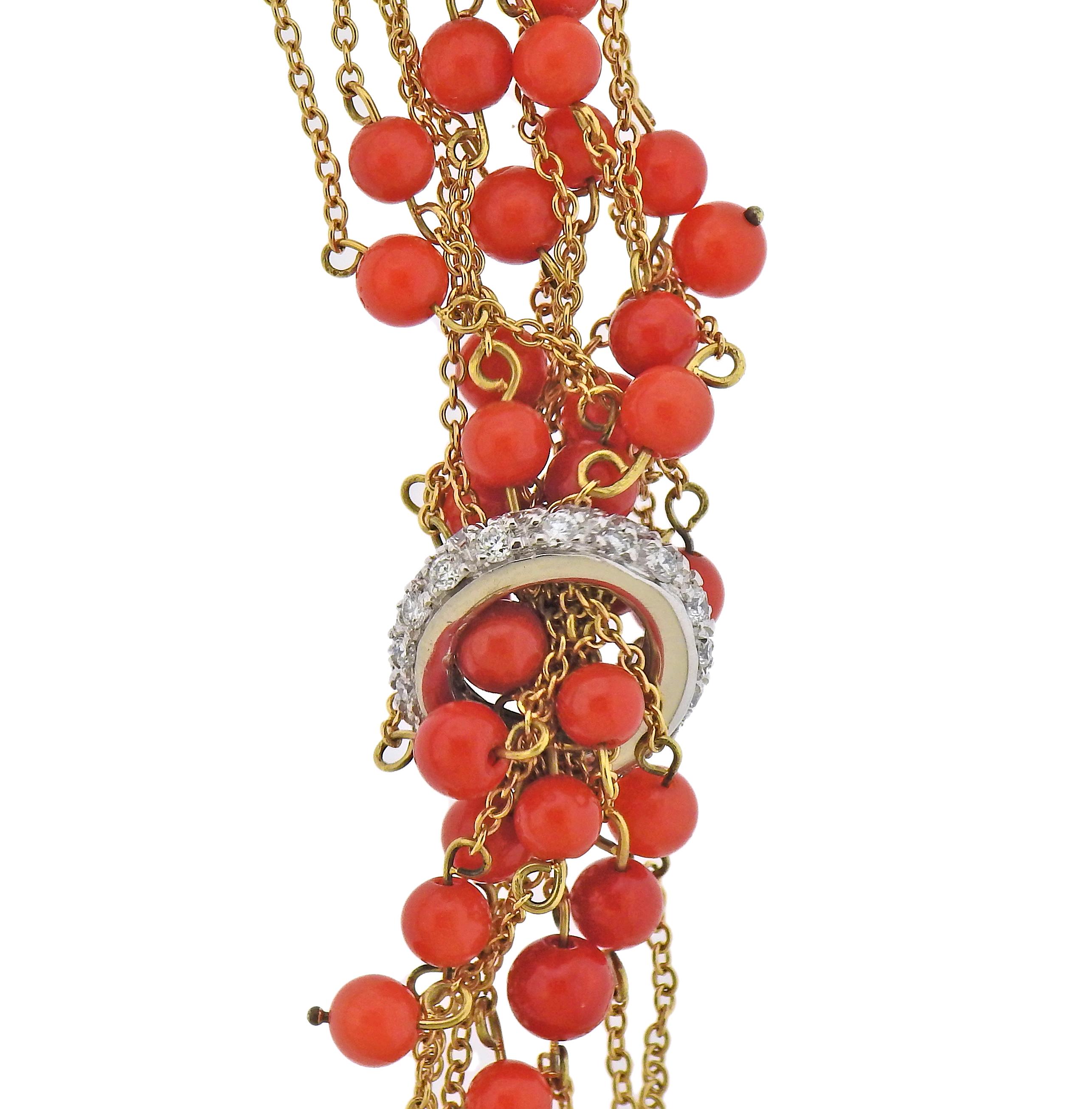 coral diamond necklace