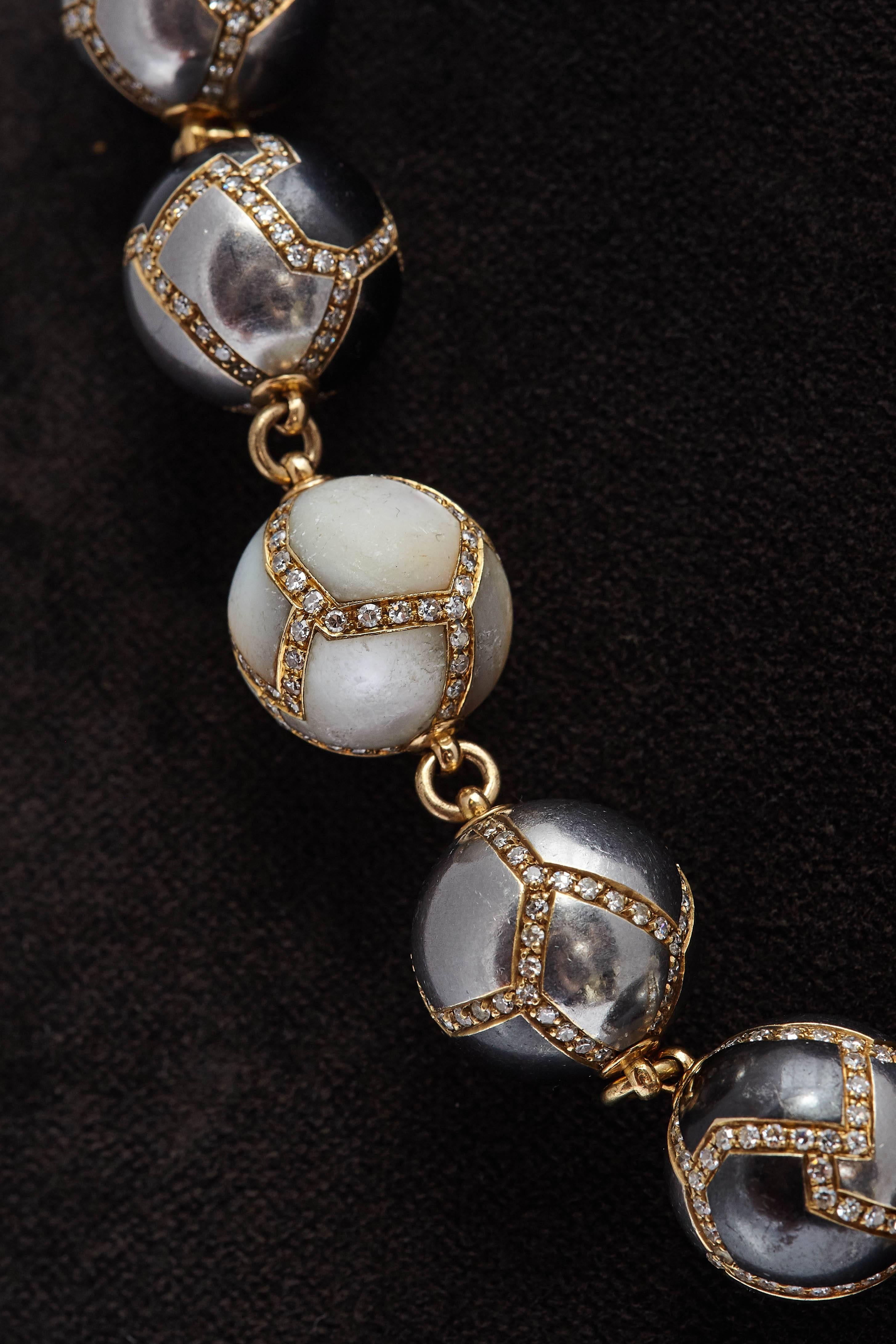 Women's or Men's Faraone Diamond Hematite Gold Necklace For Sale