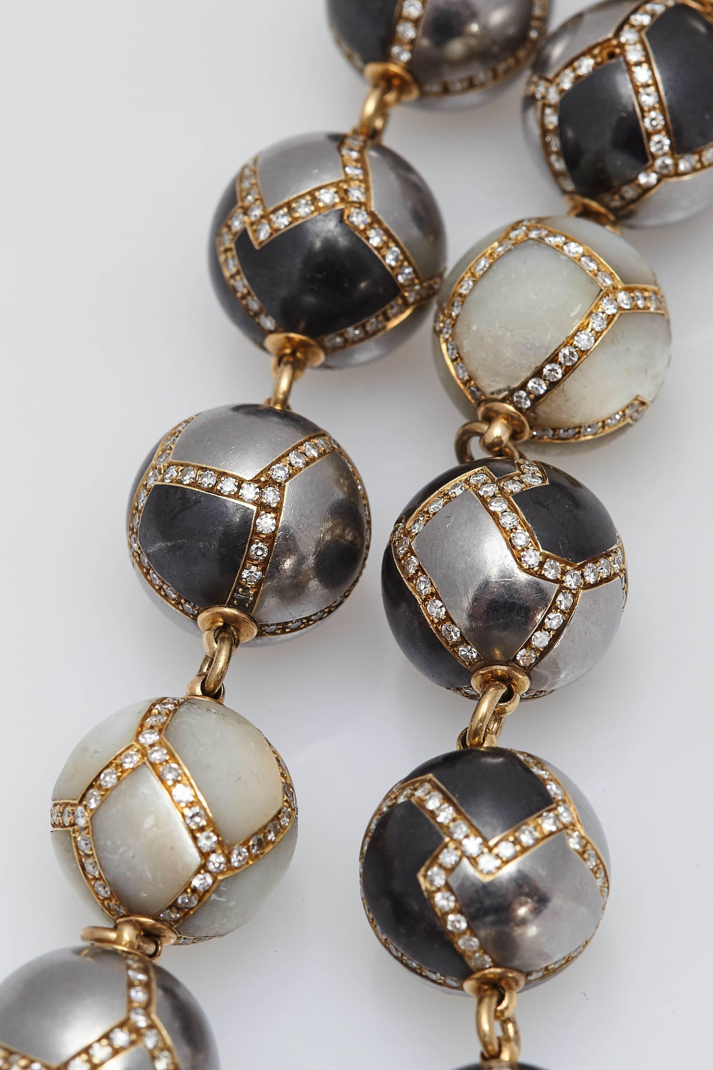 Faraone Diamond Hematite Gold Necklace For Sale 2