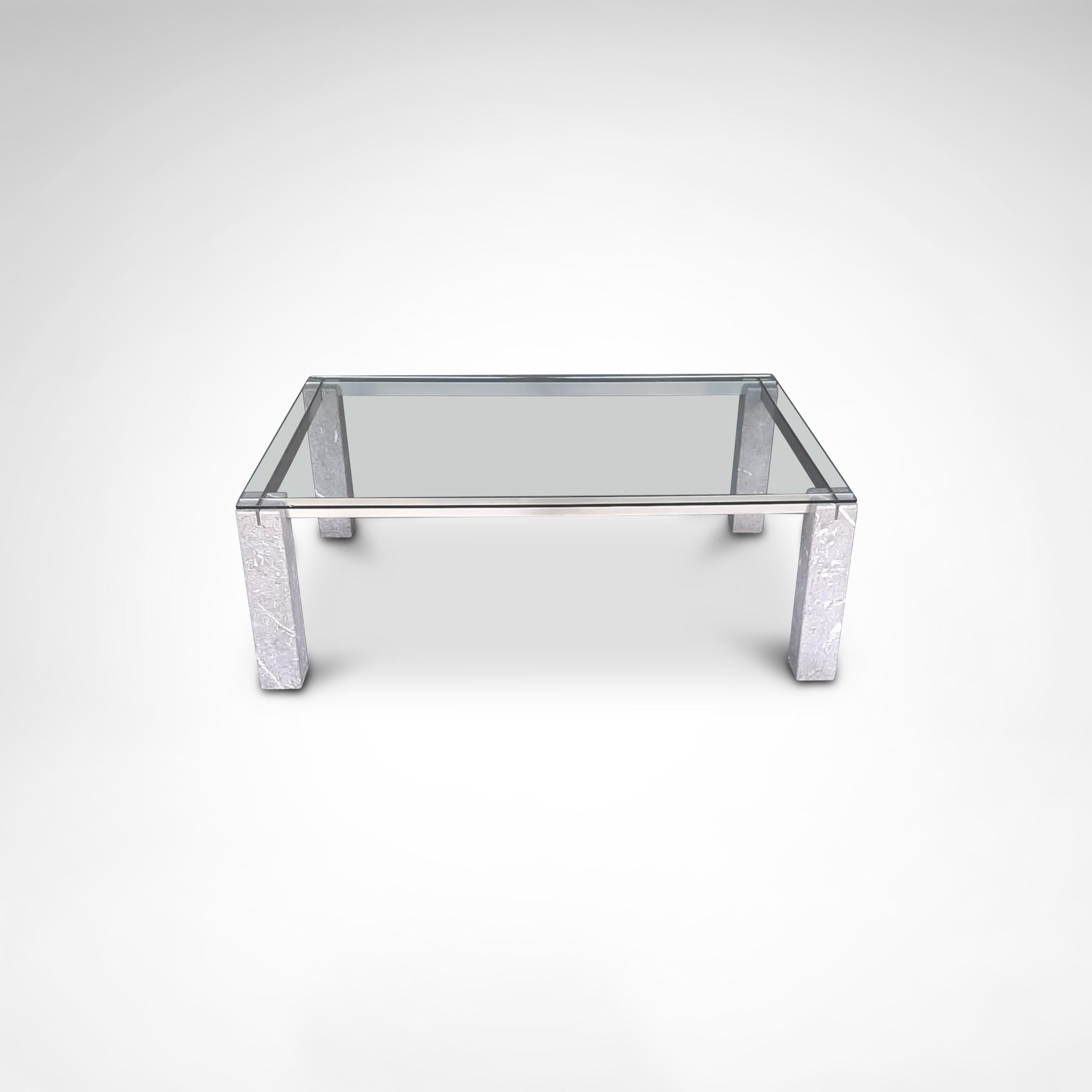 Faraone Glass and Marble Dining Table by Renato Polidori for Skipper Italy 1980s 6