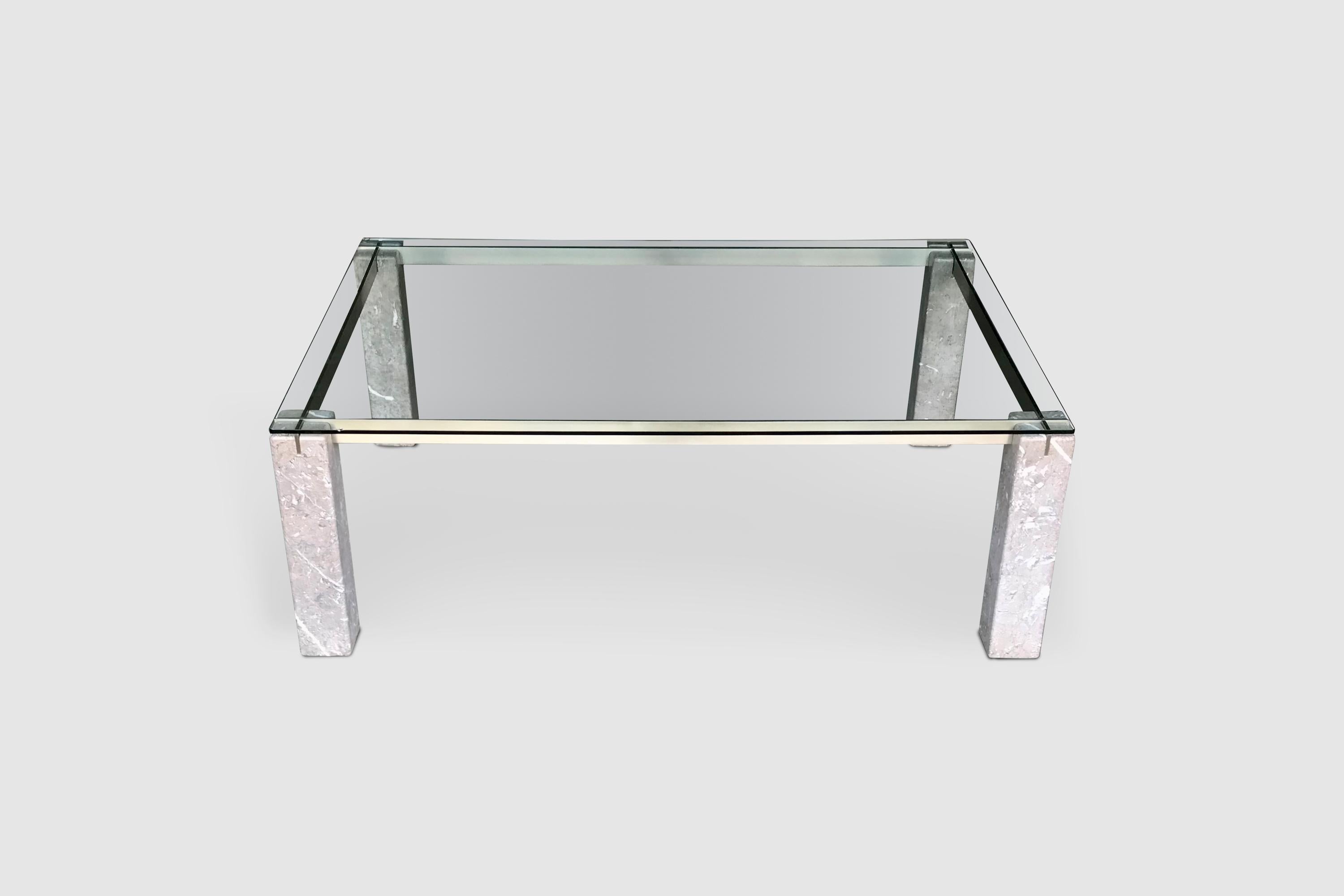 Faraone Glass and Marble Dining Table by Renato Polidori for Skipper Italy 1980s In Good Condition For Sale In Stavenisse, NL