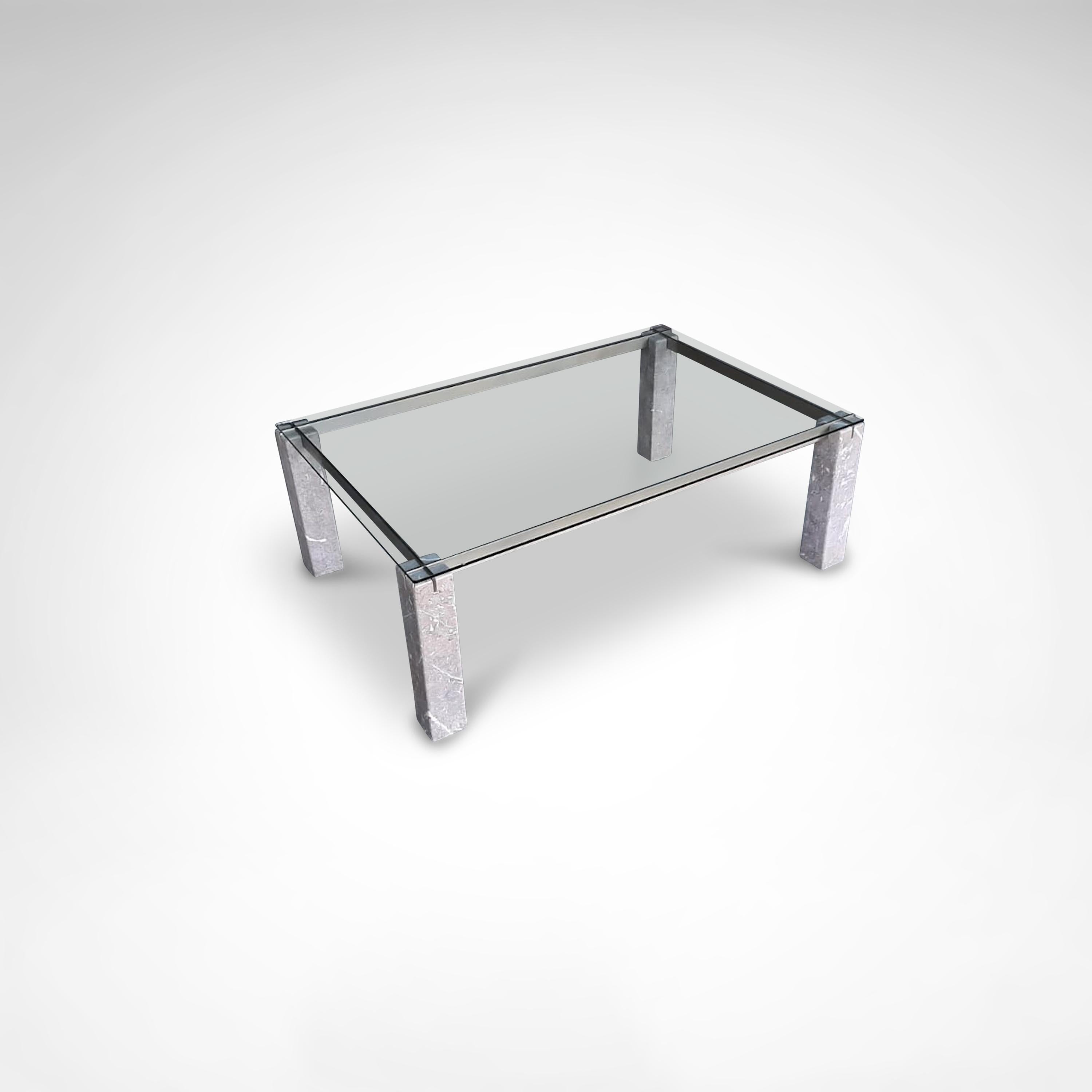 20th Century Faraone Glass and Marble Dining Table by Renato Polidori for Skipper Italy 1980s