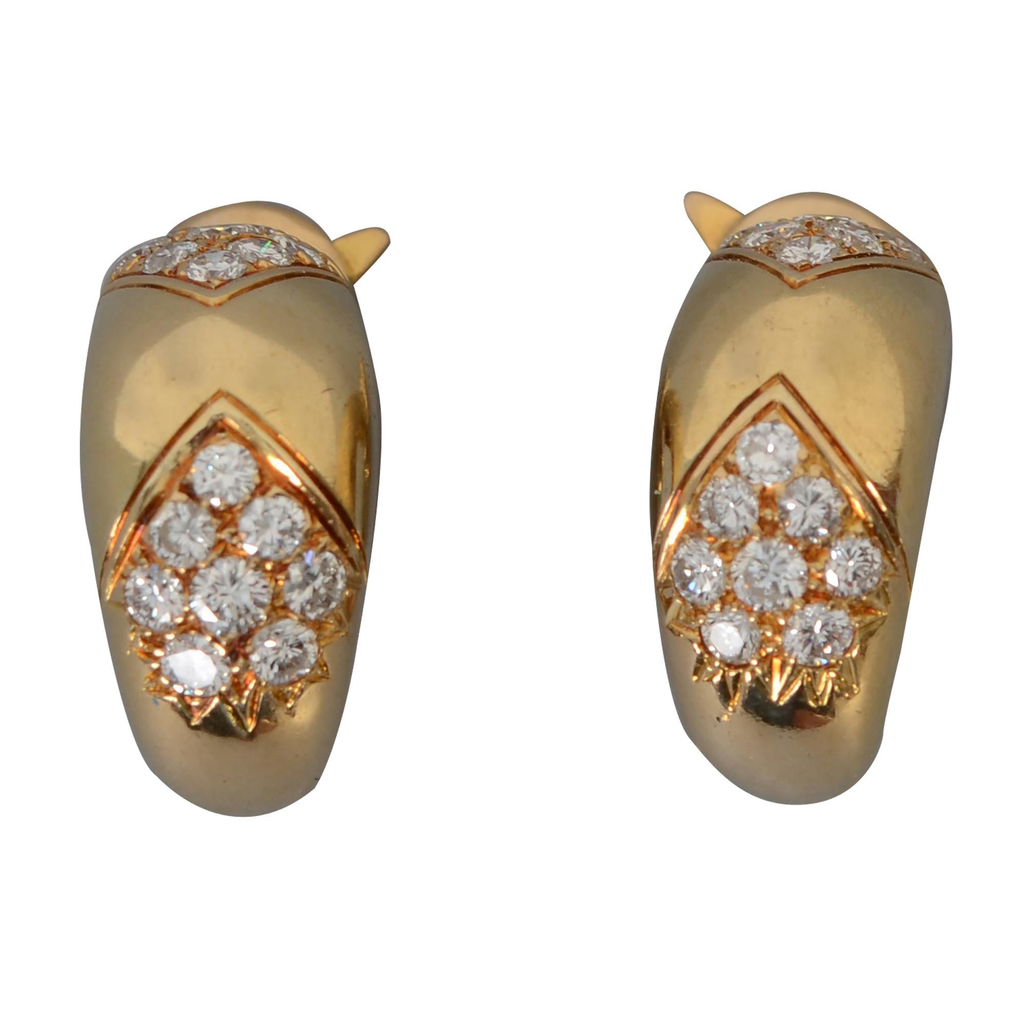 Faraone Gold Diamond Half Hoop Earrings